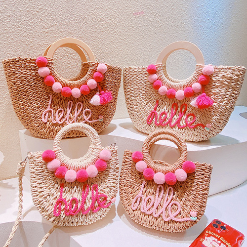 HD2250 seaside vacation style straw bag~ strawberry handbag with flowers crossbody bag for sweet and spicy girls ins 