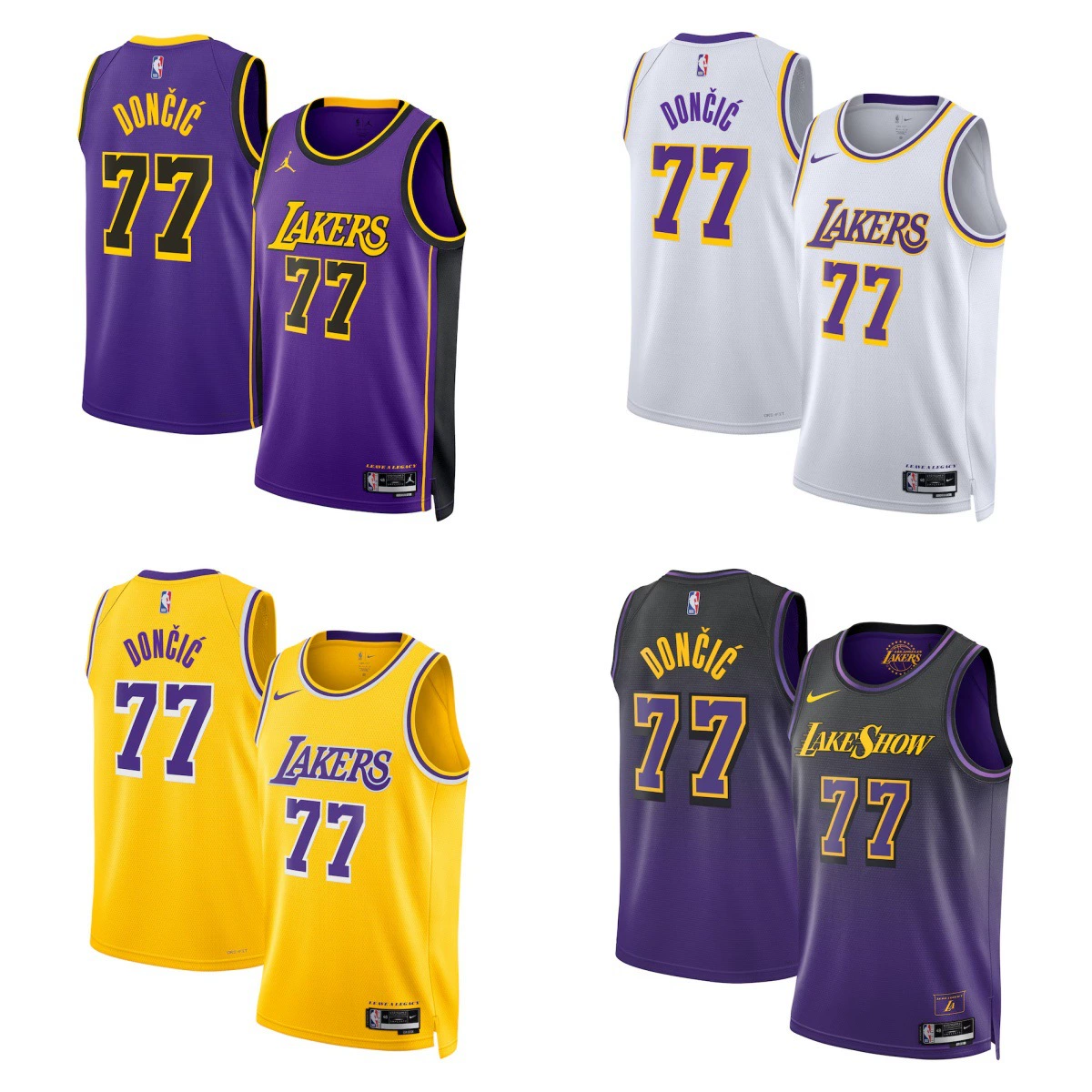 25-й сезон NBA термопечатная баскетбольная майка Lakers №77 Лука Дончич James Statement Edition