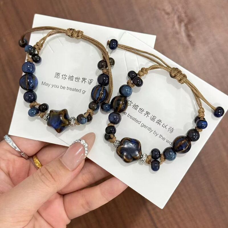 Jingdezhen Flower and Star Ceramic Bracelet for Women, High Aesthetic Value, Friendship and Couple Bracelets, Sweet and Versatile, Student Graduation Gift Jingdezhen Flower and Star Ceramic Bracelet for Women, High Aesthetic Value, Friendship and Couple Bracelets, Sweet and Versatile, Student Graduation Gift