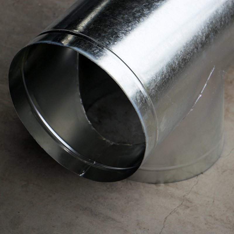 螺旋除尘304不锈钢圆形焊接T型配件批发三通风管镀锌白铁皮排烟管