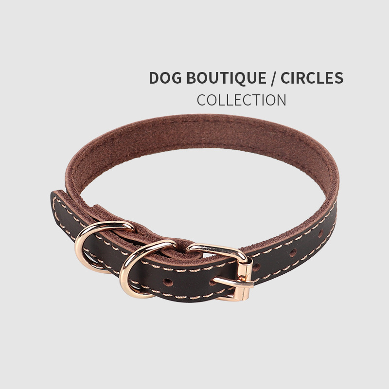 Collar para mascotas, collar de piel de vaca, collar de tracción, collar ajustable para perros grandes y medianos, al por mayor.