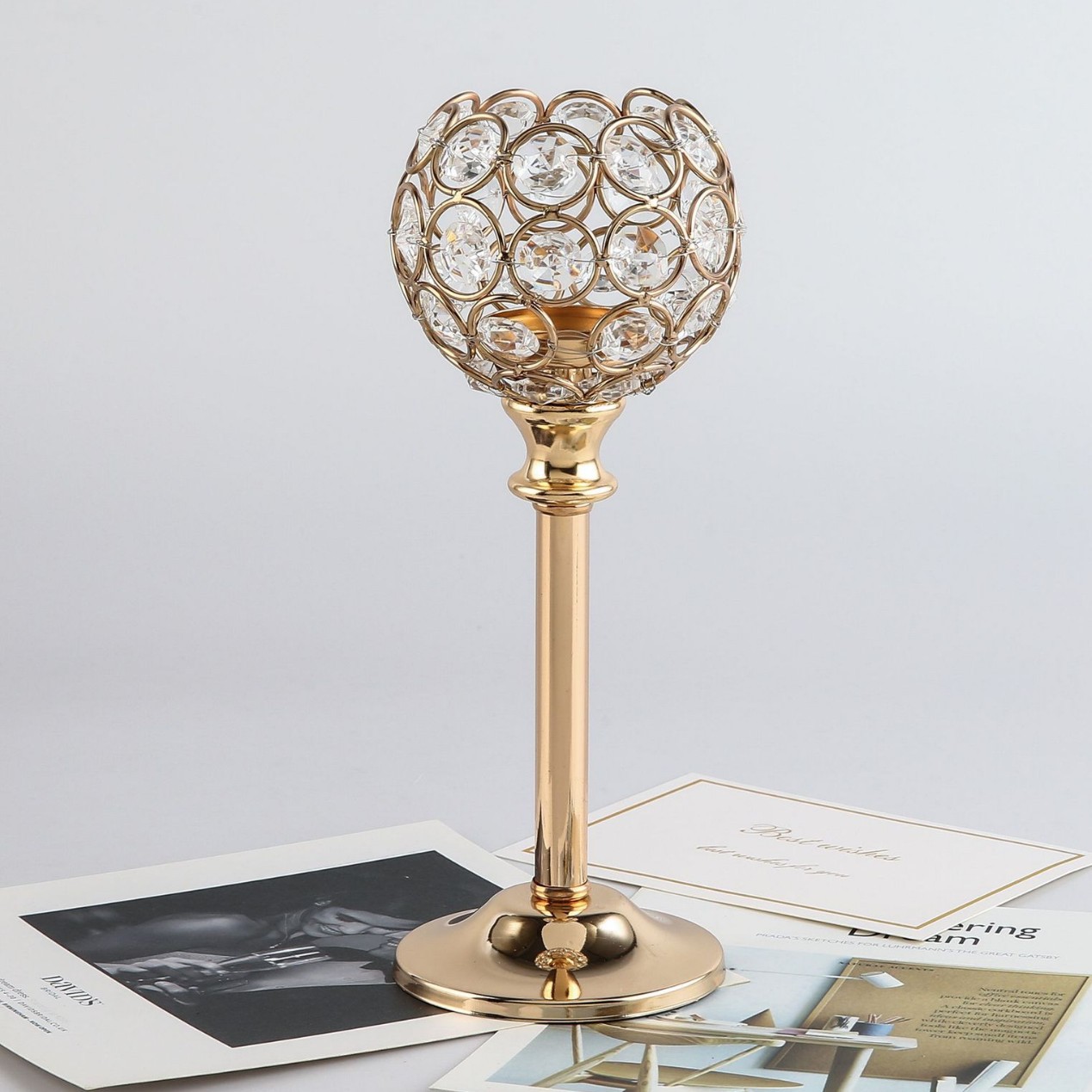 Estilo Europeo mini candelabro de cristal de metal creativo decoración de la boda Hotel Casa cena con velas accesorios Decoración