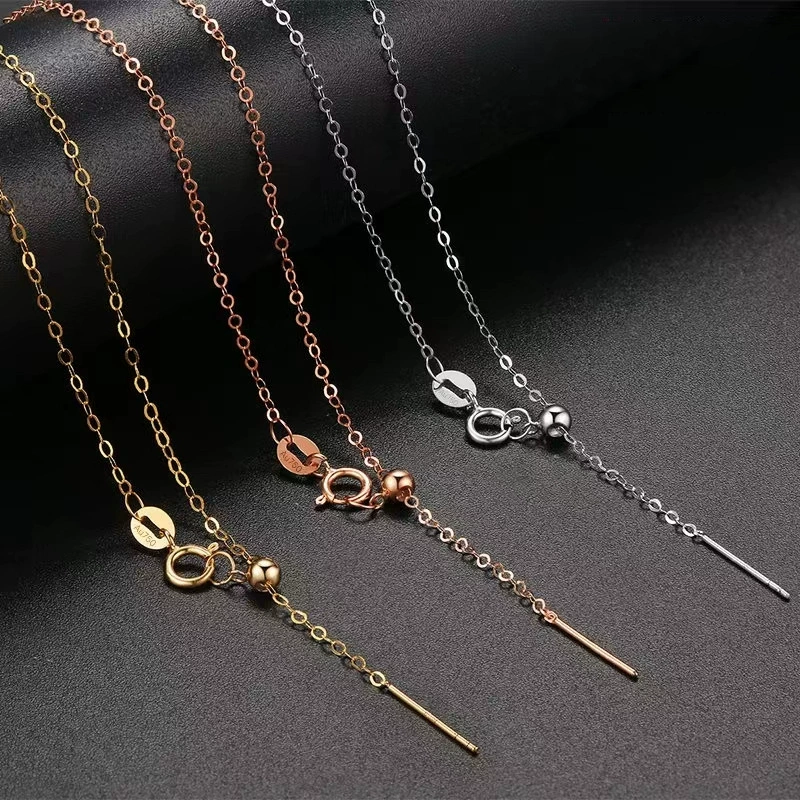 Ожерелье из цветного золота 18 карат (Au750) в стиле «игла», цепочка-цепочка (O-chain), розовое золото, цепочка на ключицы, простая цепочка, ювелирные изделия оптом, золото