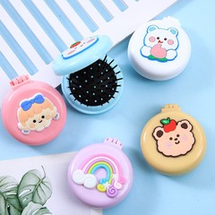 Folding air bag comb ins girl heart portable beauty lens department massage comb mirror set small gift wholesale