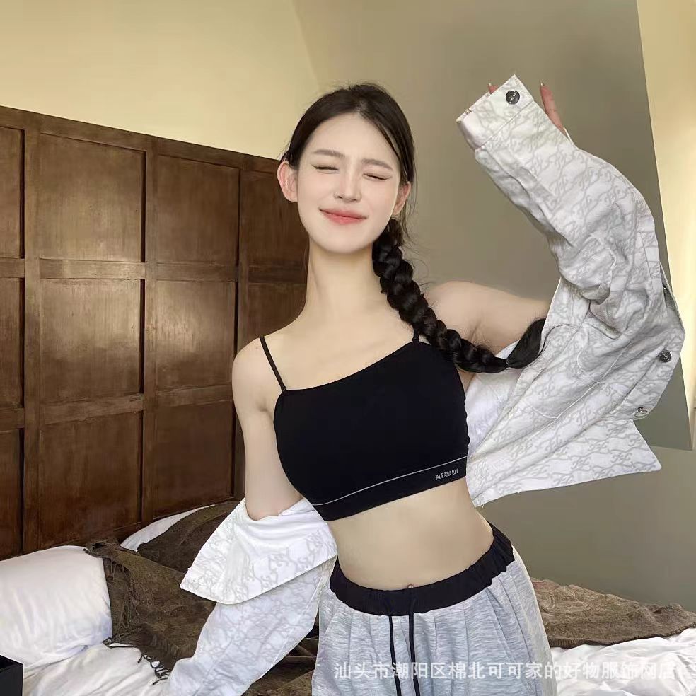 1656# stock de bajo precio de mujeres sujetadores deportivos de látex taza fija modelo respirable belleza de espalda sujetadores ropa interior de niñas