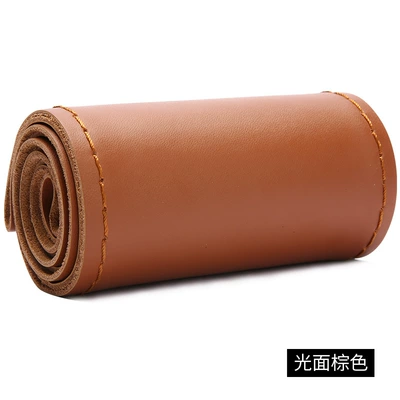 Steering wheel cover – cowhide car steering wheel cover - smooth-brown-38cm