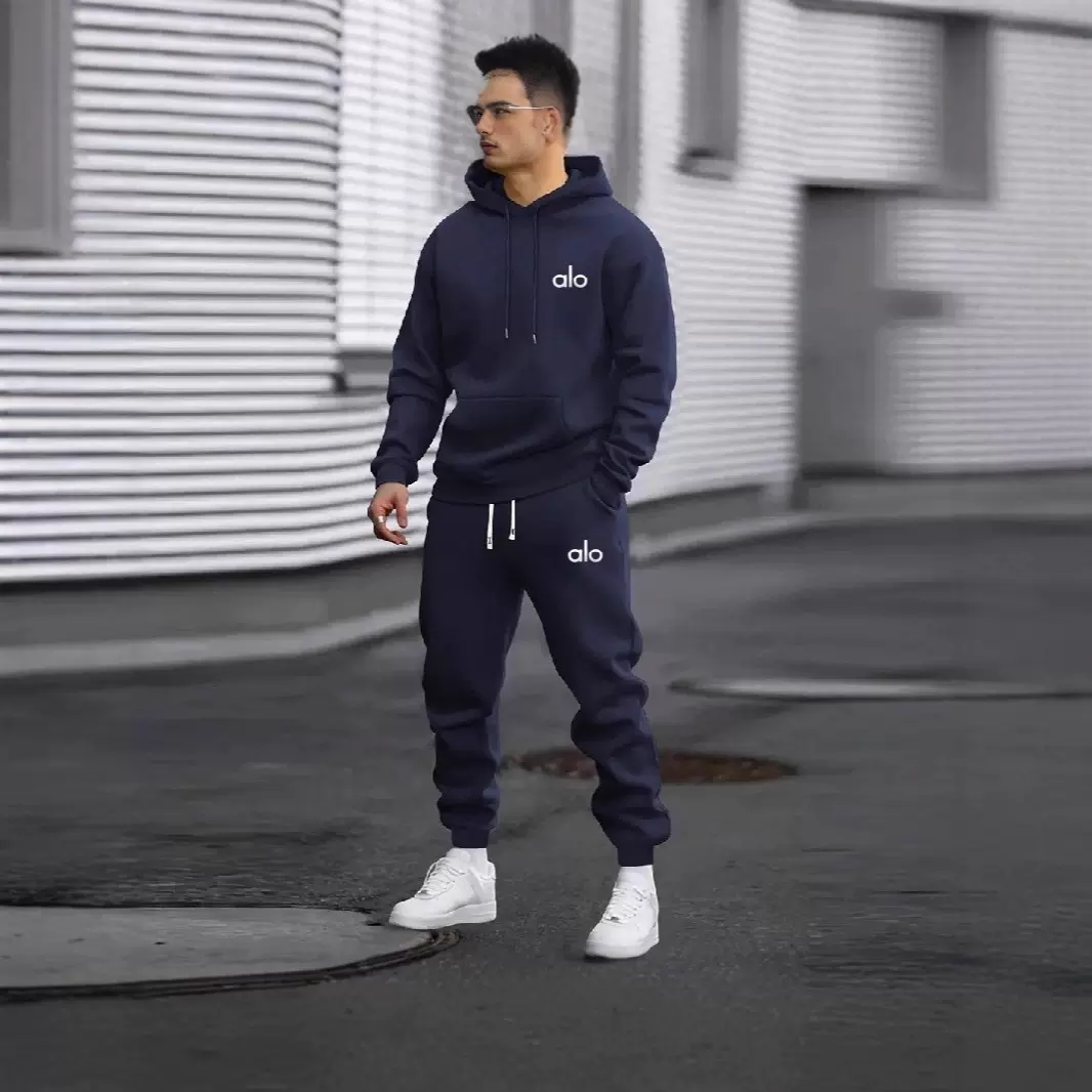 刺绣男装卫衣卫裤运动休闲抓绒保暖宽松两件套舒适亲肤潮流穿搭款