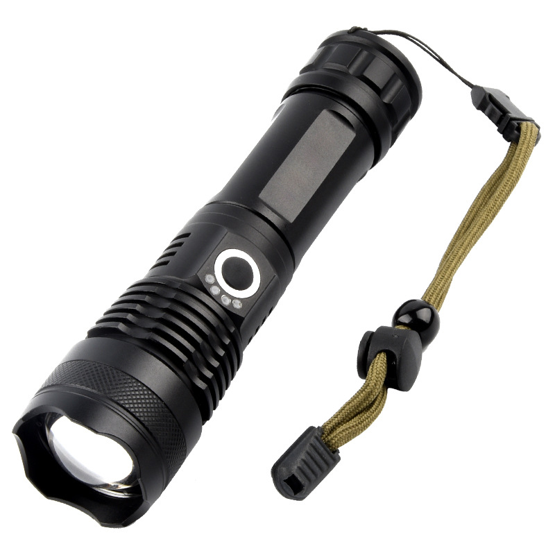 Linterna P70 de venta caliente transfronteriza, zoom telescópico, linterna LED de alta potencia, luz de detección de largo alcance al aire libre, linterna de luz fuerte