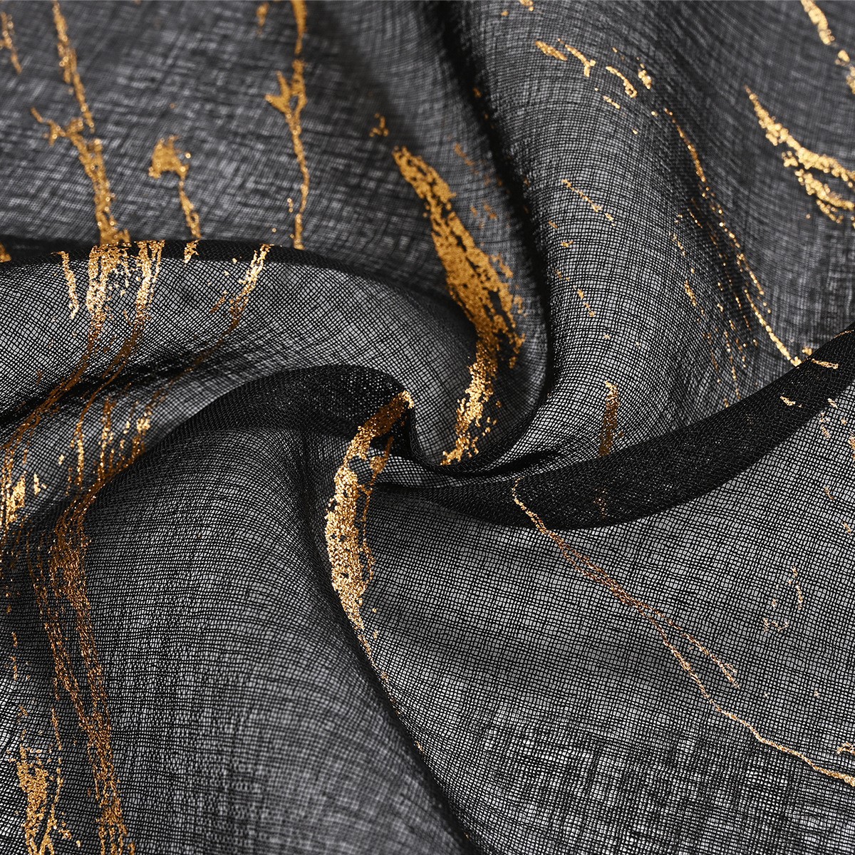 Cortina Translúcida Semiopaca con Diseño de Mármol Dorado, para Ventanas, con Perforaciones, para Dropshipping y Comercio Transfronterizo, Disponible en TEMU