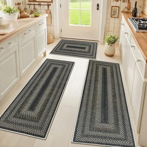 Almohadilla de suelo de cocina transfronteriza almohadilla de barro de diatomeas de viento bohemio almohadilla de suelo de absorción de agua y secado rápido dos juegos de almohadillas antideslizantes resistentes al desgaste