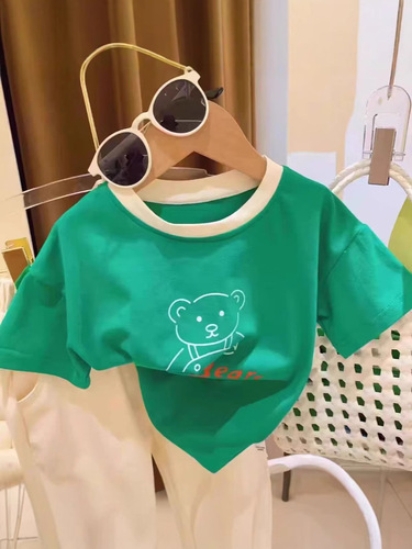 GIRL'S 2025 STYLISH CARTOON SUMMER SHORT-SLEEVE T-SHIRT FOR BABY GIRLS KOREAN SUMMER WEAR COOL HALF-SHIRT TOP TRENDY