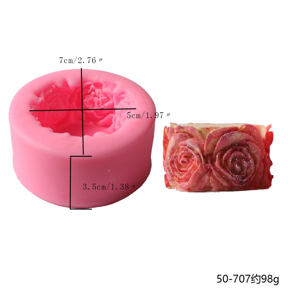Molde de silicona para velas perfumadas con forma de rosa tridimensional, helado, mousse, pastel, tulipán, girasol y peonía.