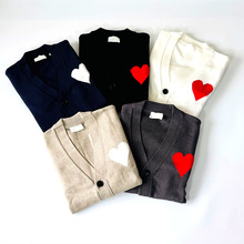 爱心AMI 毛衣INS法国潮牌宽松单排扣V领针织开衫上衣男女同款外套