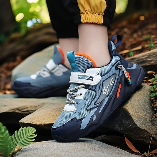 Hot-selling children's shoes for boys in spring and autumn, mesh breathable and non-slip platform soles, students 'casual running children's sports shoes