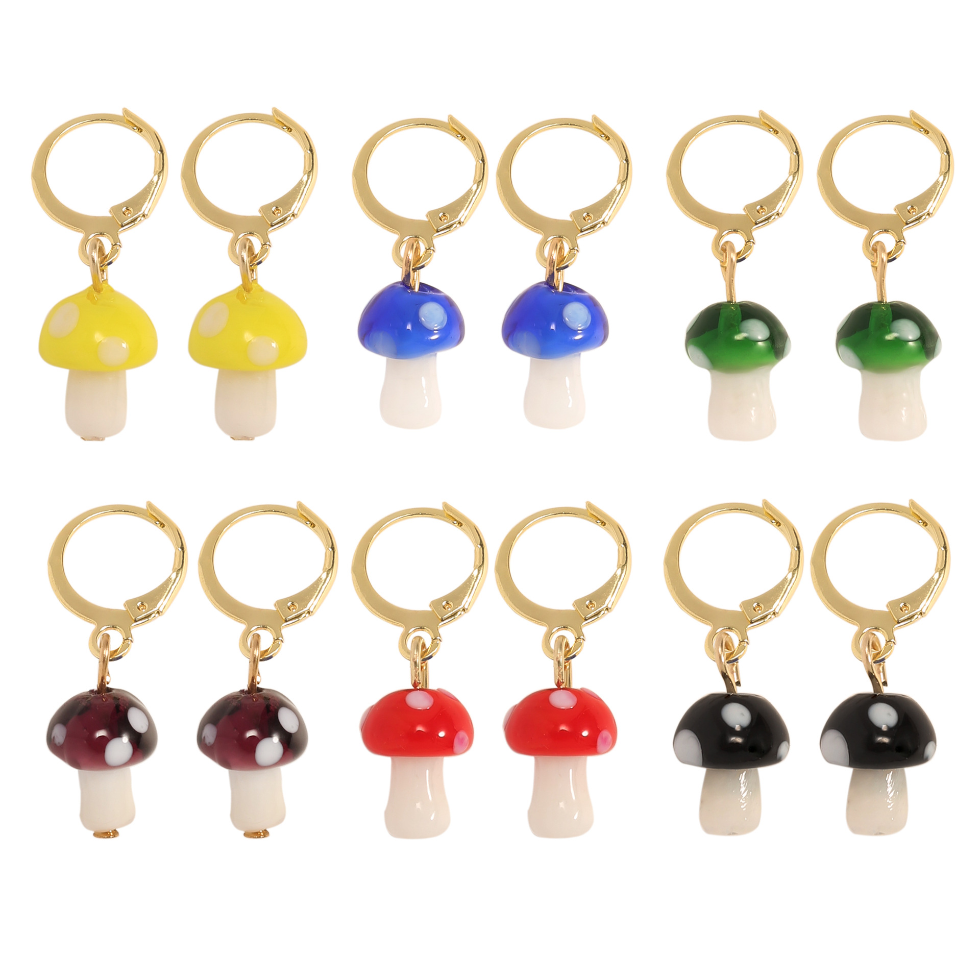 Japanese And Korean Fashion Cute Wave Point Mushroom Simple Alloy Earrings display picture 1