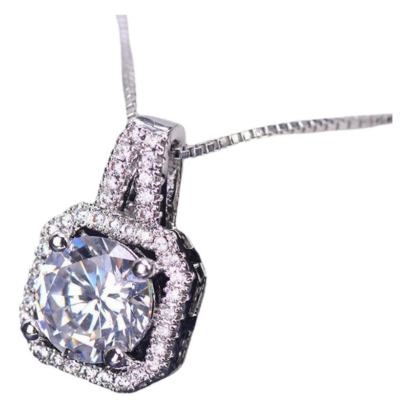 Corea del Sur Harajuku clásico simple caja de la joyería de la cadena diamante cuadrado diamante corto cristal ZIRCON clavícula cadena collar al por mayor