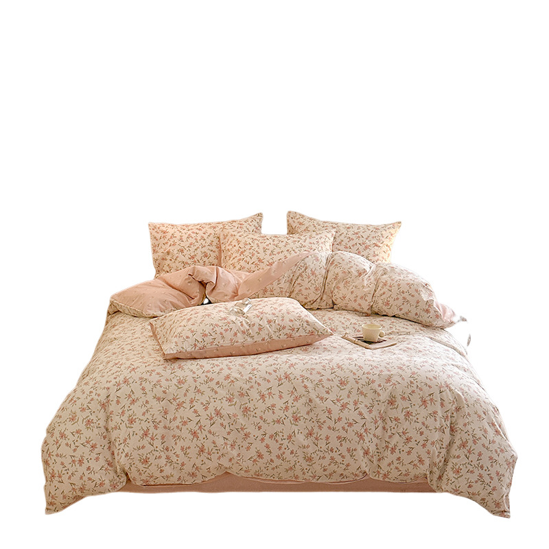 Juego de cuatro piezas de algodón 100 algodón puro 2025 nuevo estilo sábana floral funda de edredón sábana ropa de cama de tres piezas