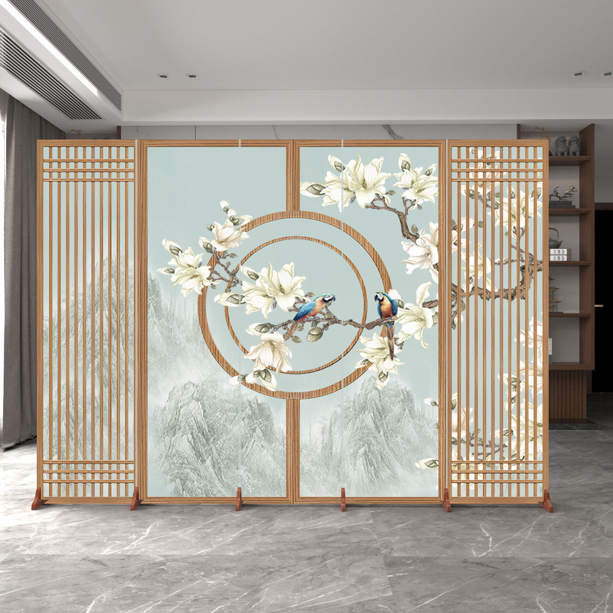 New Chinese Style Antique Screen Partition Office Home Bedroom Living Room Entrance Mobile Sliding Folding Folding Wood