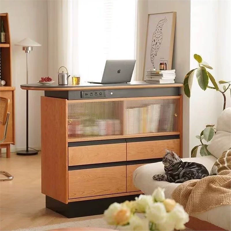 Скандинавский твердая деревянная каменная доска островной стол Вишневое дерево барный стол Гостиная перегородка витрина шкаф для хранения обеденный Боковой шкафчик