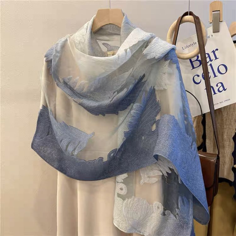 立体感のある花を切る工芸のマフラーの女性の春と秋の韓国版の欧根紗のバラの長いタイプのシルクのスカーフのショールの両用|undefined