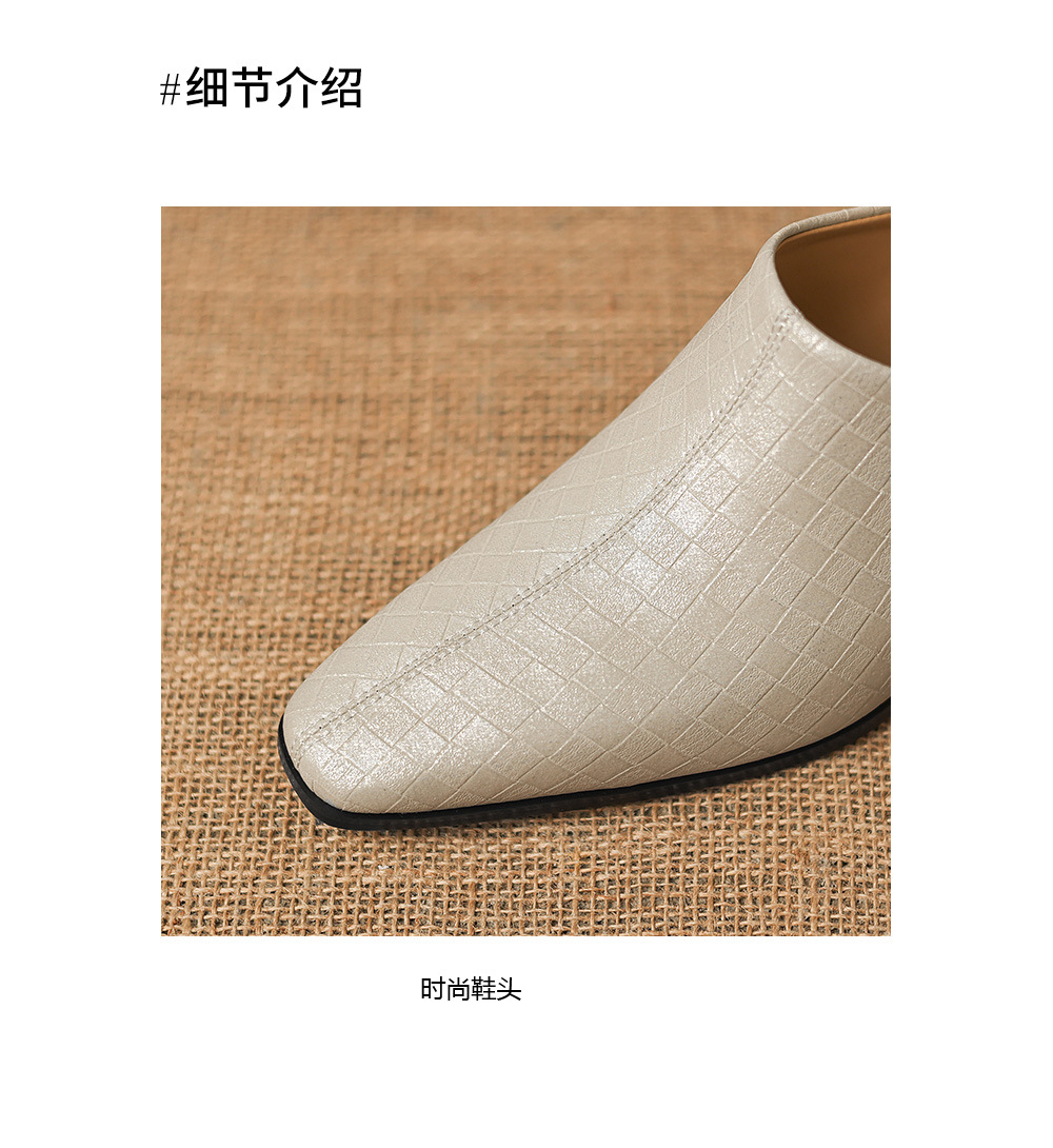 Sandal nữ bít mũi gót thô 5 cm, da bò đơn giản mùa xuân hè — đen chi tiết 18