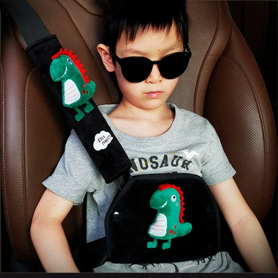 Fleece Protector, Child Safety Belt Adjuster, Anti-Neck Strangulation Shoulder Protector, Cute Cartoon Car Accessories (Seat belt shoulder pad) - velvet-shield-green-sword-dragon-velvet-style-universal