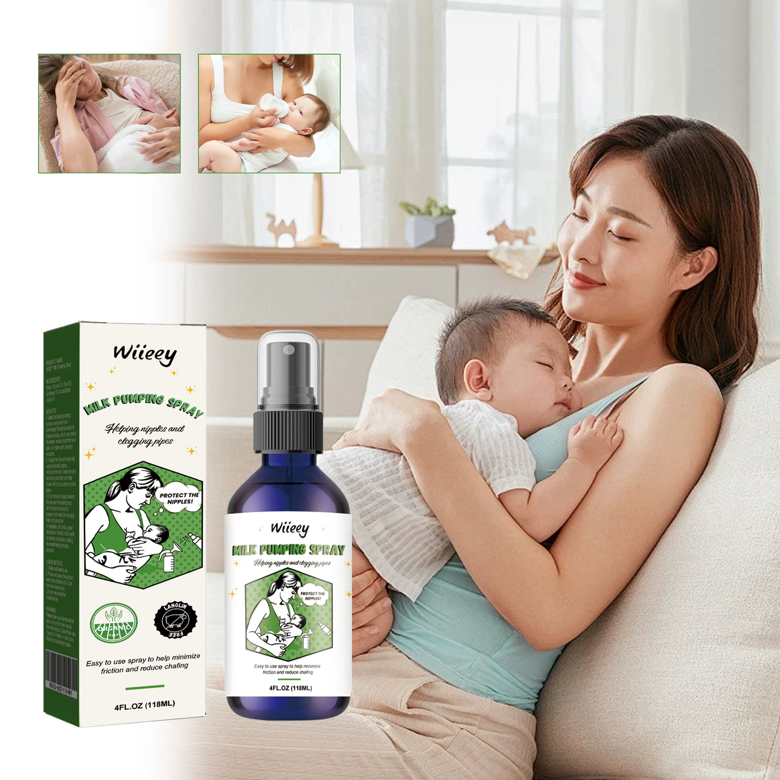 Wiieey спрей для груди снимающий Грудное вскармливание дискомфорт Восстанавливающий увлажняющий кожу Грудное вскармливание спрей для ухода за грудью