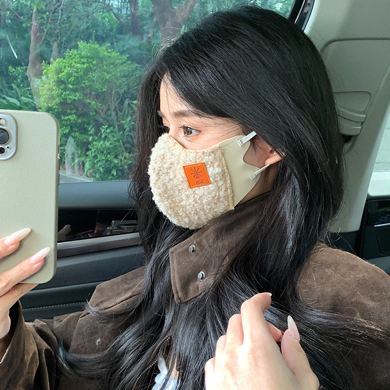 保暖口罩女秋冬季2025新款网红高颜值毛绒羊羔绒防寒防风跑步面罩|undefined