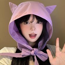 恶魔绑带速干防晒包头遮阳帽护耳头巾出游女速干防晒遮阳渔夫帽子