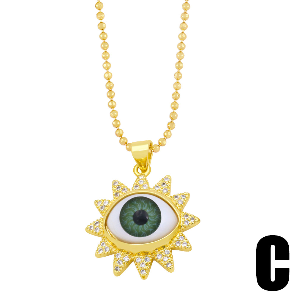 Devilu0027s Eye Pendant Necklace New Clavicle Chain Micro-inlaid Zircon Eyelash Necklace