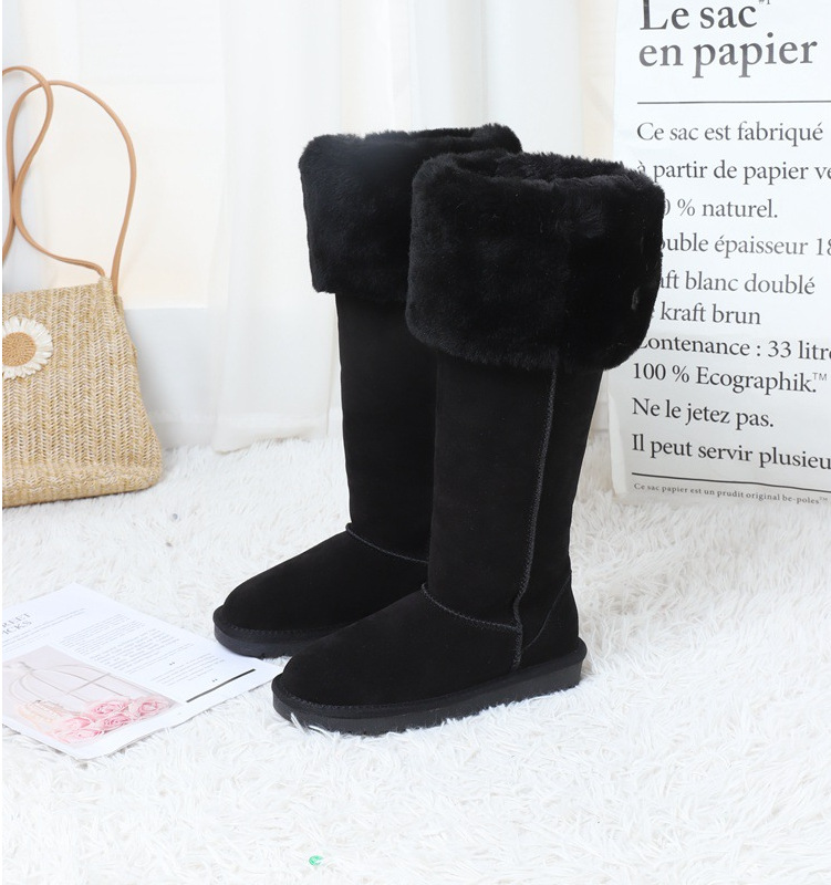 Libro rojo 2024 nuevo sobre la rodilla de alto cilindro Qian Songyi botas de nieve piel en una mujer invierno cálido alto algodón de nieve