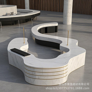 Acrylic Artificial Stone Reception Desk Manufacturer Wholesale Foreign Trade Processing Reception Special-Shaped Front Desk