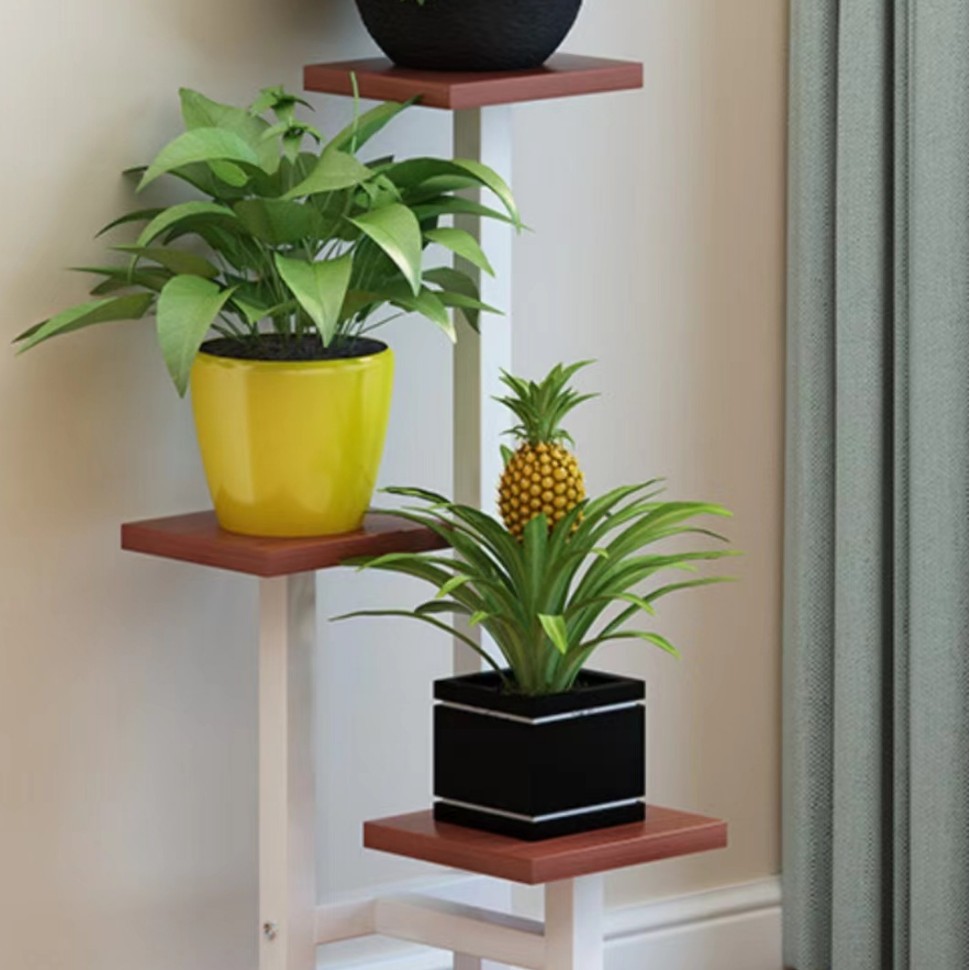 Estante de flores Estante de piso a la sala de estar Estante de piso Balcón Estante de macetas minimalista moderno Estante de varias capas Estante de flores de hierro y carne verde