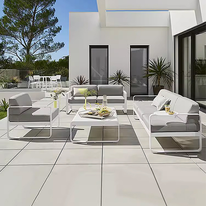 Sofá al aire libre aleación de aluminio al aire libre sala de sol jardín al aire libre impermeable protección solar macaron estilo muebles de jardín