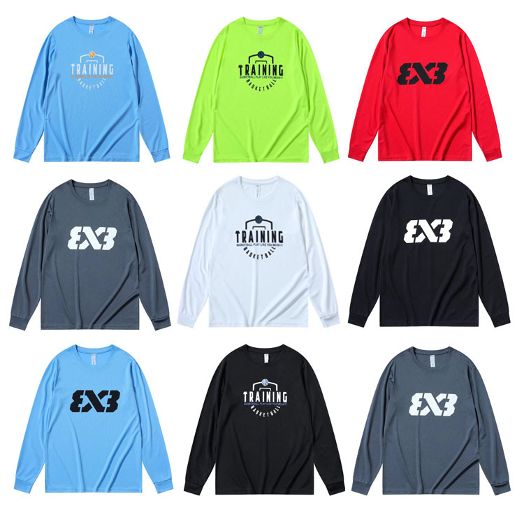 Quick-dry sports t-shirt with printing, loose and breathable, men's long-sleeved basketball uniform, American-style shooting training suit, fitness running T