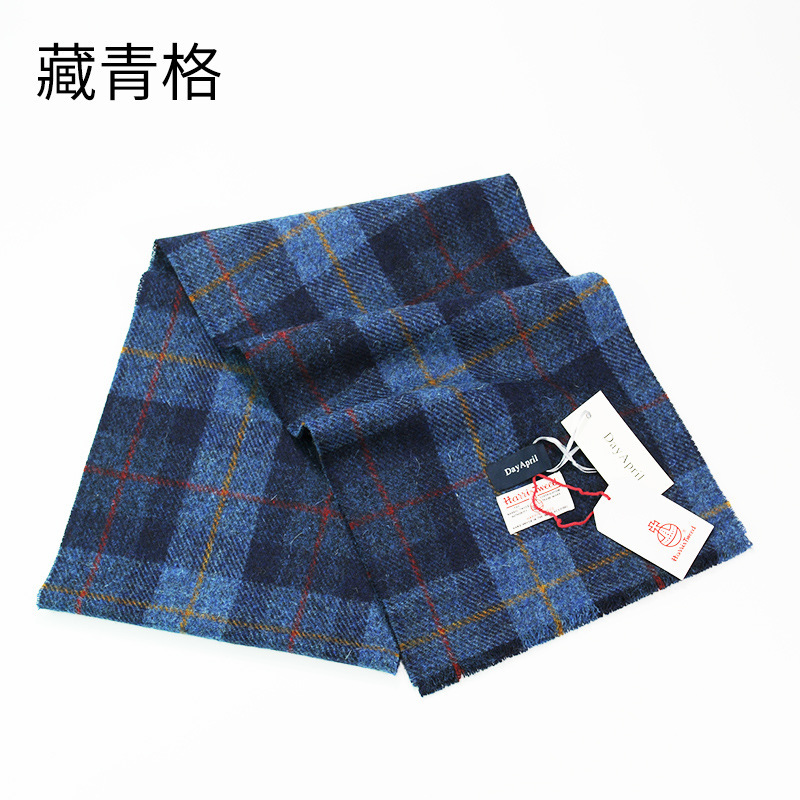 Harris Tweed Wool Plaid Scarf Thick Men's Autumn Winter Trend British Classic All-Match Trendy Cycling