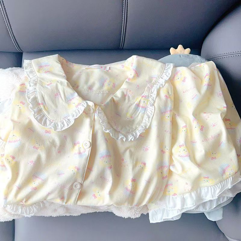 ins甜美可爱睡衣女春秋季长袖长裤套装美少女可外穿家居服两件套|undefined