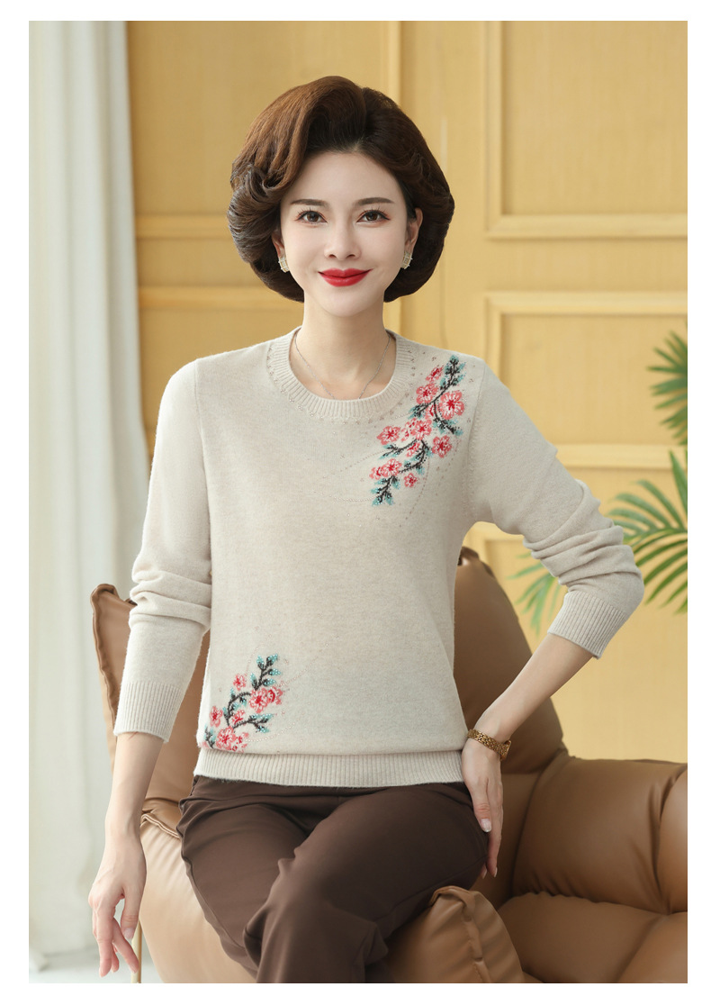 D7229 1520K ÁO LEN NỮ TONTDI ÁO LEN MÙA XUÂN THU ĐÔNG TRUNG NIÊN HỌA TIẾT HOA THỜI TRANG NỮ G04 SẢN PHẨM MỚI