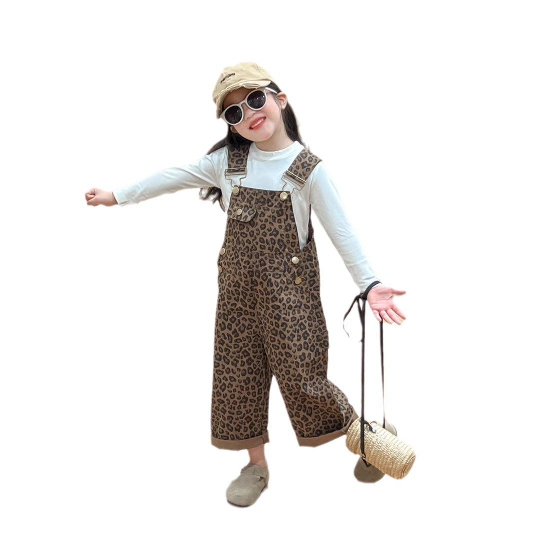 콘도 바지 어린이 바지 중립 봄 가을 복고풍 모양의 소년과 소녀 레오파드 무늬