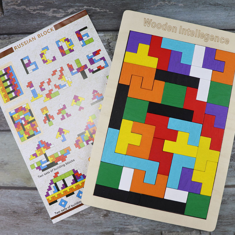 厂家直销木质俄罗斯方块 儿童益智玩具早教男孩女孩3-6岁拼图拼板