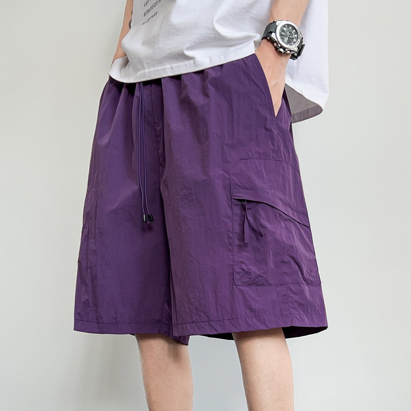 S - 5XL tamaño más grande pantalones de nylon de cinco puntos de hielo seco rápido pantalones cortos de hielo de playa de hombre pantalones casuales delgados pantalones de protección solar hielo