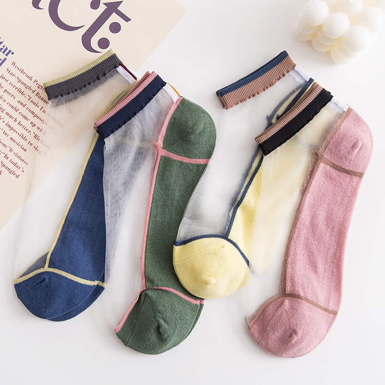 Socks women summer socks summer thin boat socks women cotton bottom sweat crystal socks glass stockings women spot wholesale