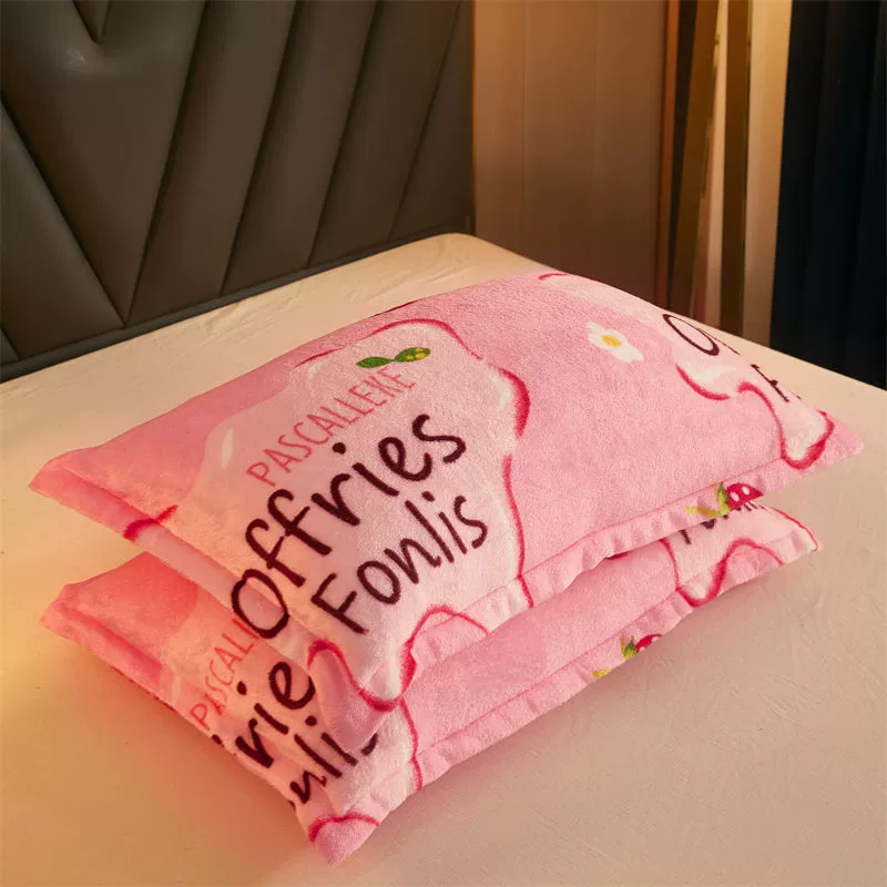 Coral flannel double-sided warm pillowcase for beloved for adults
