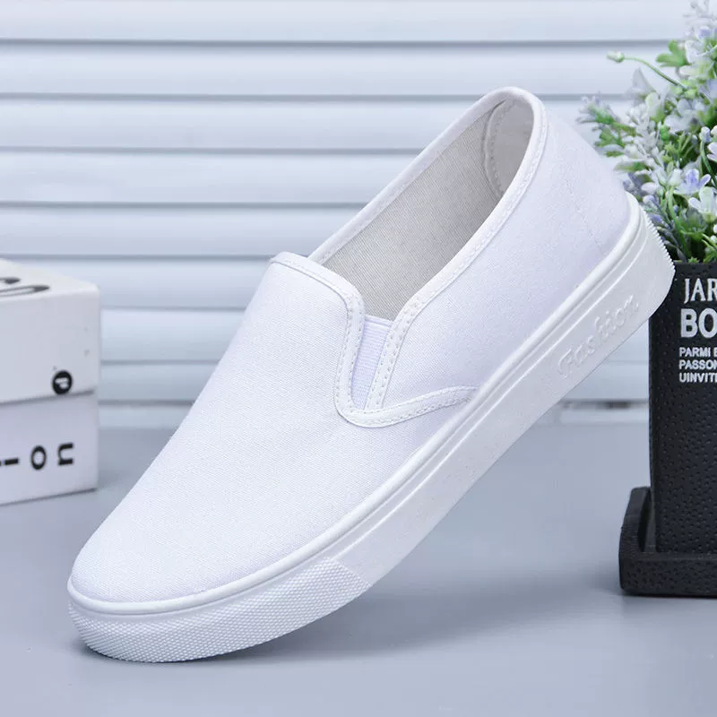 Обувь для медсестер Женская белая Нескользящая повседневная обувь на плоской подошве Легкая Удобная Косметическая обувь Белые туфли с мягкой подошвой Old Beijing Тканевые туфли