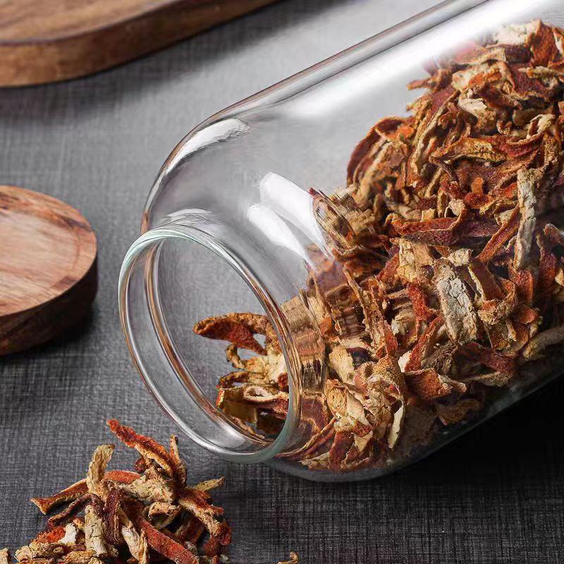 Fabricante personalizado doméstico multi-especificación de alta borosilicona vidrio granos tanque de almacenamiento de granos de gran capacidad Acacia cubierta de madera naranja lata