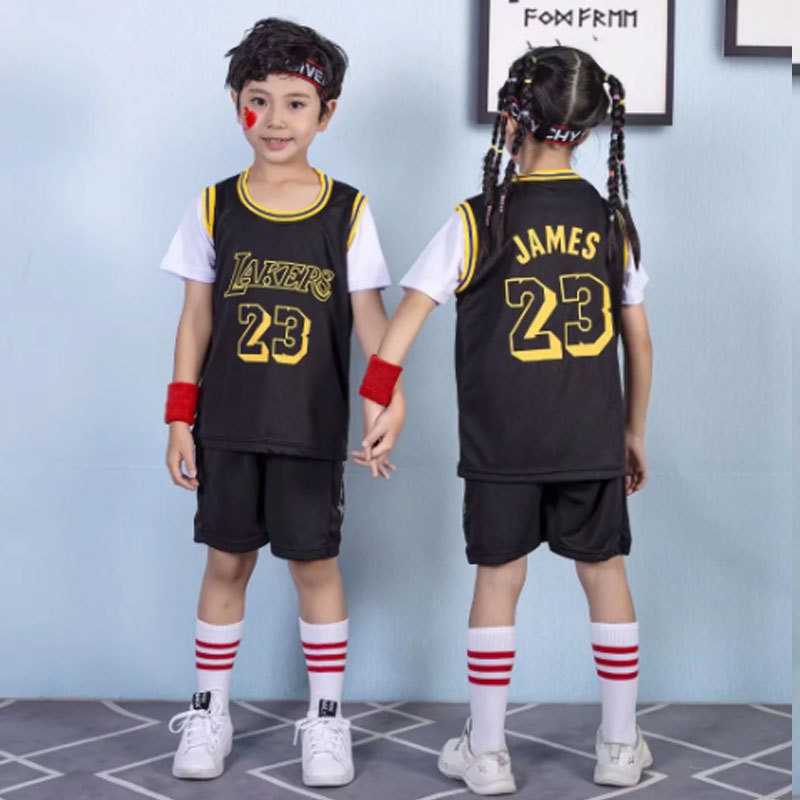 블랙 화이트 슬리브 23 짧은 소매