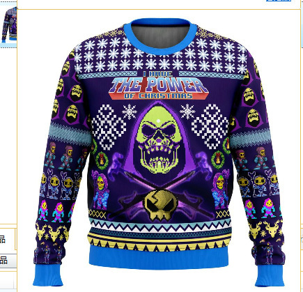 Linda asta asta Santa Claus estampado 3D hombre casual todo fósforo hombro recto manga larga suéter suelto cuello redondo suéter