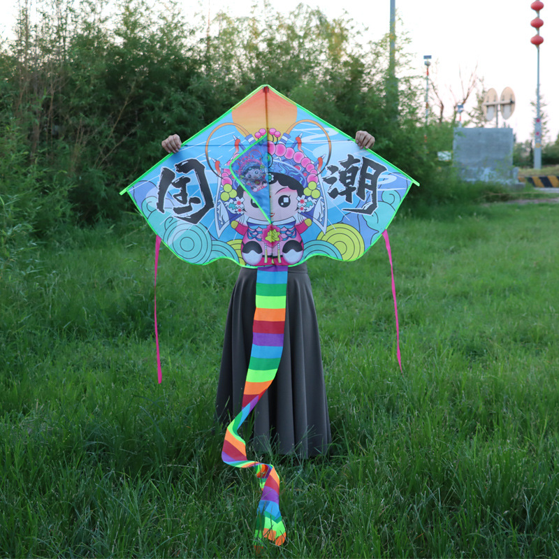 Weifang Kite Wholesale New 1.2m Curved Edge Kite Rainbow Long Tail Easy to Fly Children's Kite Street Stall Wholesale