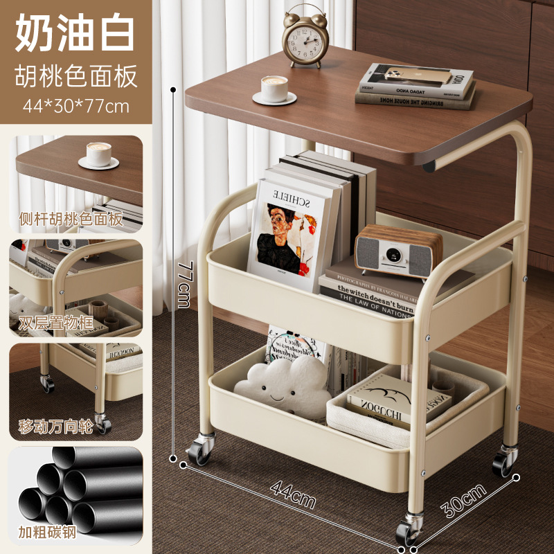 Escritorio de nuez profunda de tres capas + estante blanco