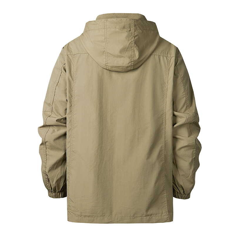 Jacket Spring Autumn Thin Outdoor Sports Multi-Pocket Men's Casual Loose Windproof Workwear Coat_voghion.com